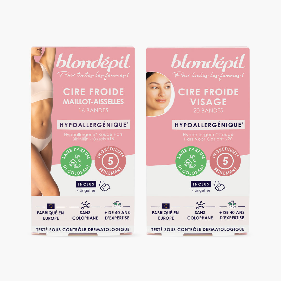 Lot de 2 Cires HYPOALLERGENIQUES - Aisselles & Visage